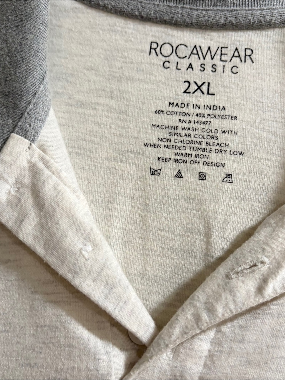 Rocawear Classic 2XL Men's Heather Gray Henley Shirt